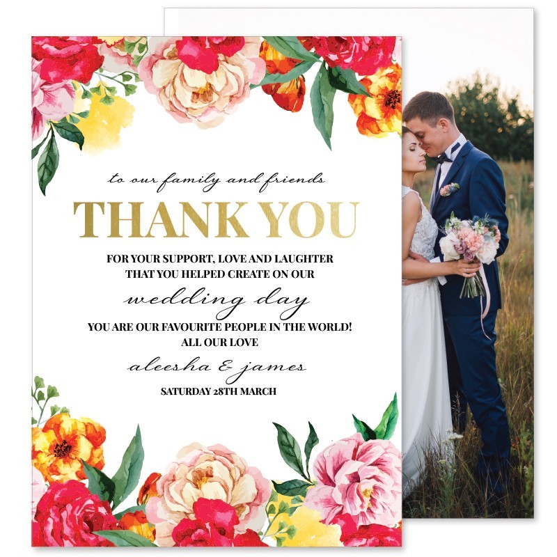 Bright Blooms Wedding Thank You