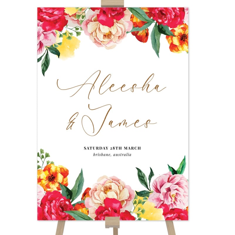 Bright Blooms Wedding Welcome Sign