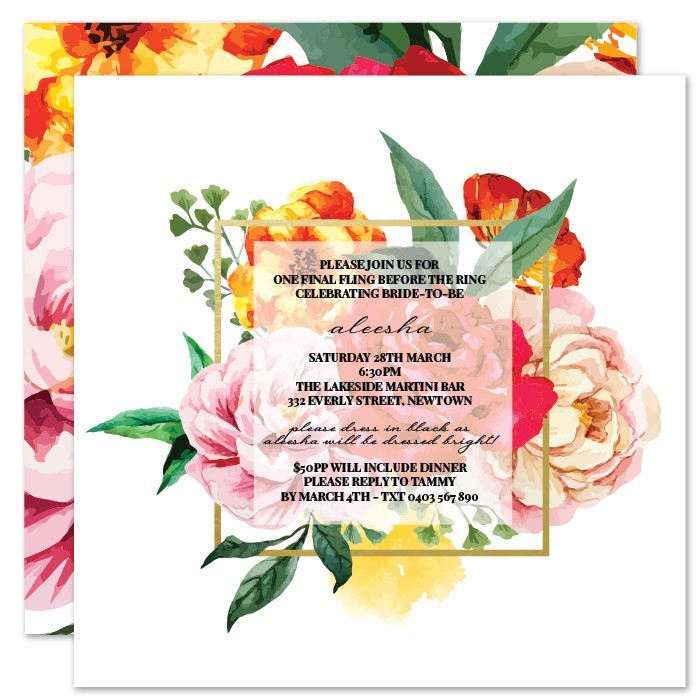 Bright Blooms Hens Invitations