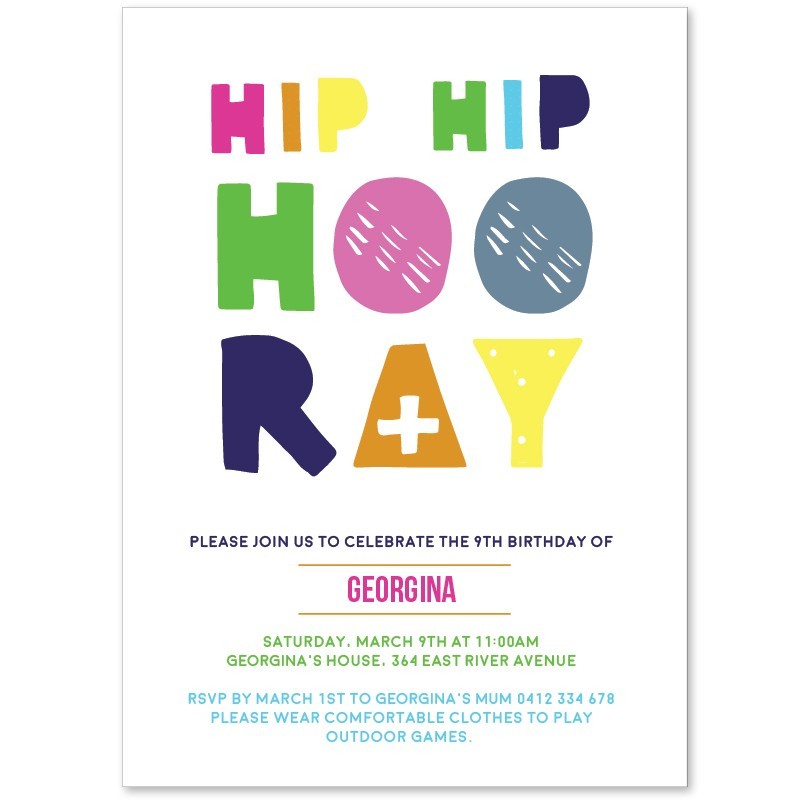 Bright Hooray Birthday Invitations