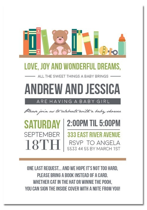 Bring A Book Baby Shower Invitations