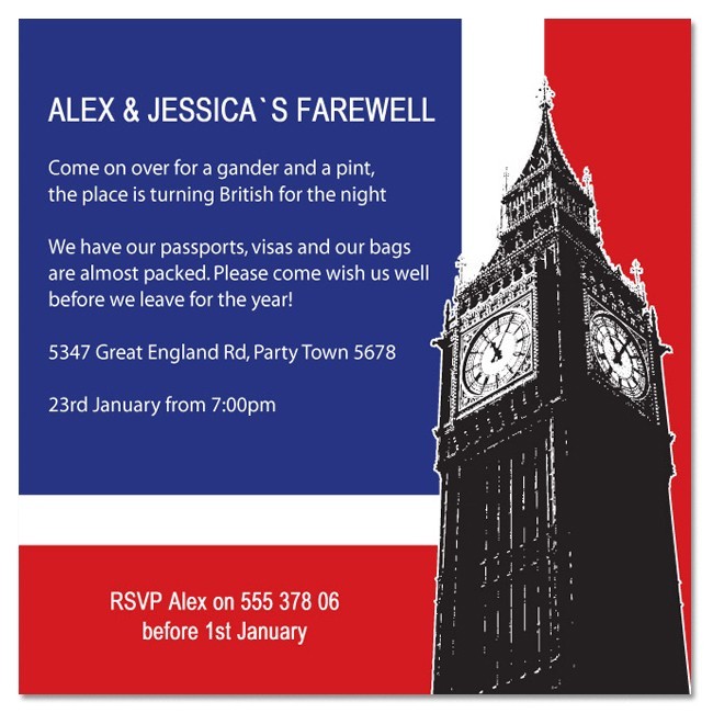 British Farewell Invitations