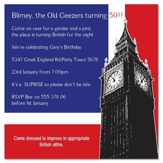 British Birthday Invitations