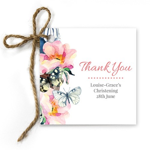 Butterfly Bouquet Christening Gift Tags