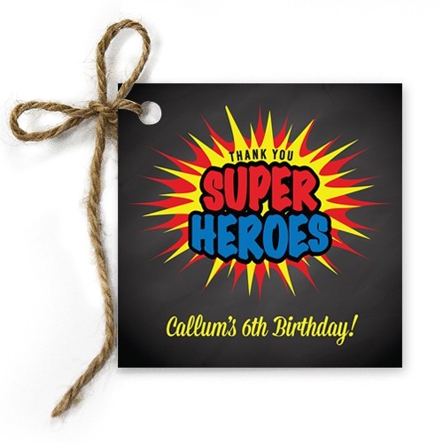Calling All Superheroes Birthday Gift Tags