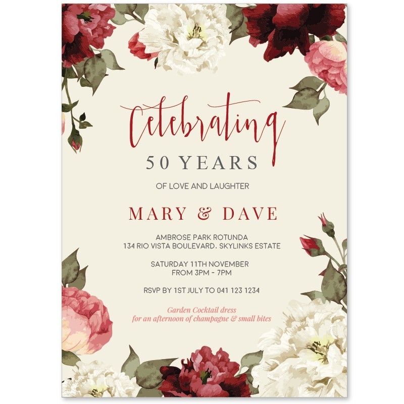 Garden Love Anniversary Invitations