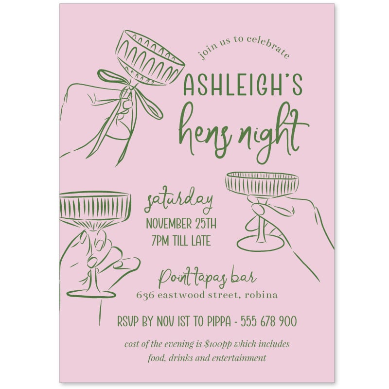 Champagne Illustrated Invitations