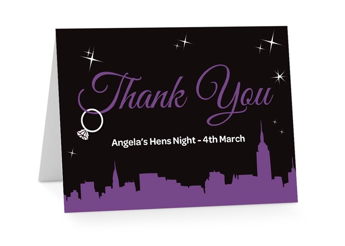Champagne Skyline Thank You Cards