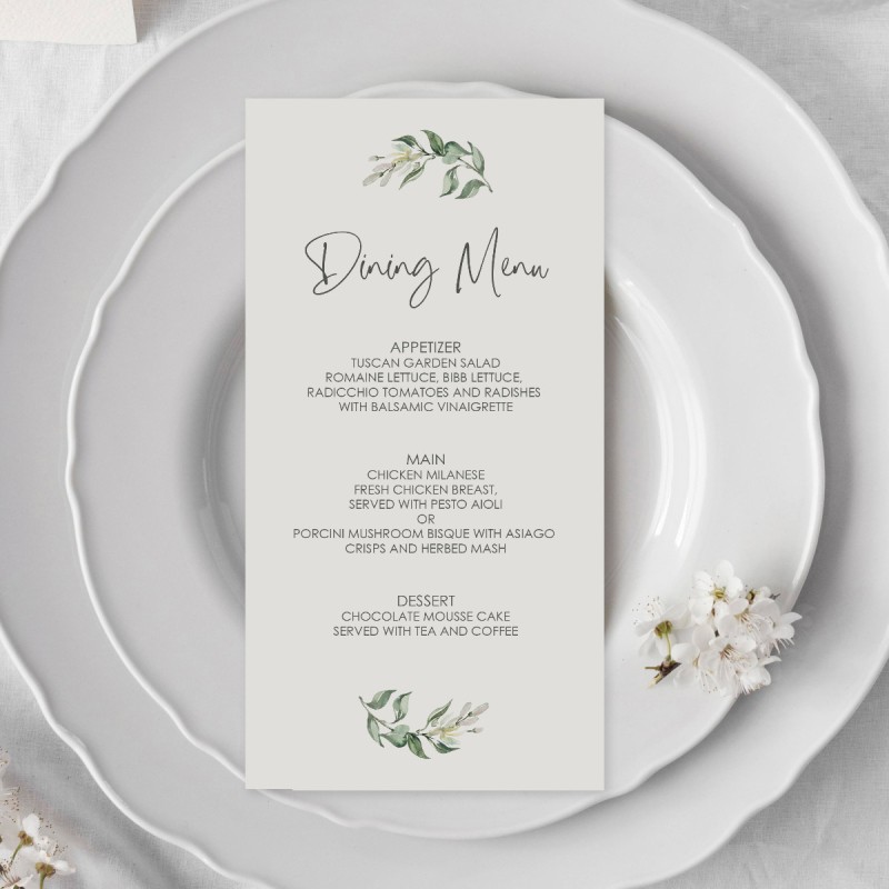 Charming Wedding Menus