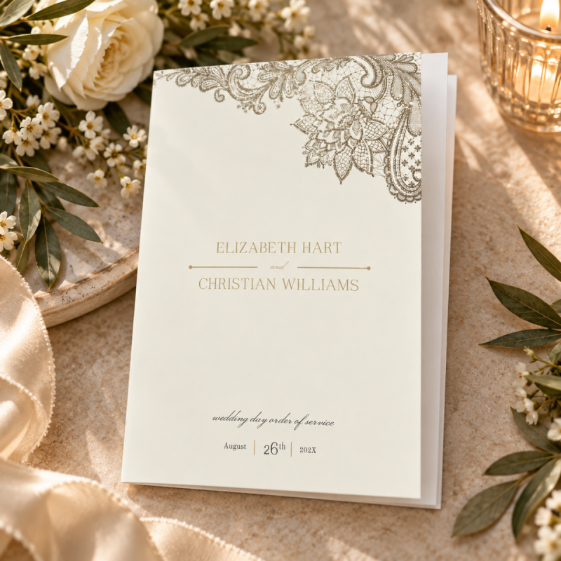 Wedding Order of Service Booklet - Graceful
