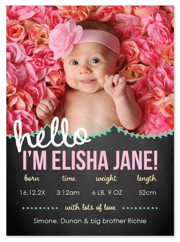 Cheeky Chalkboard Baby Announcement Cards