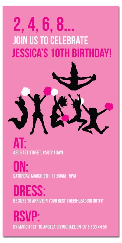 Cheerleaders Pink Party Invitations