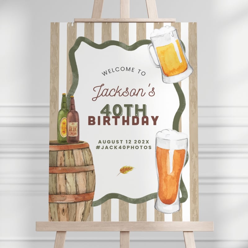 Cheers & Beers Birthday Party Welcome Sign