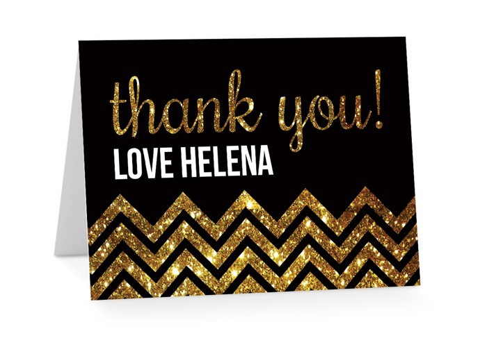 Chevron Glitter Thank You Cards