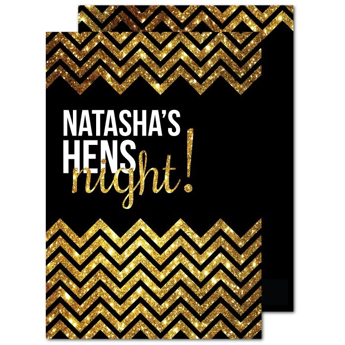 Chevron Glitter Hens Invitations 