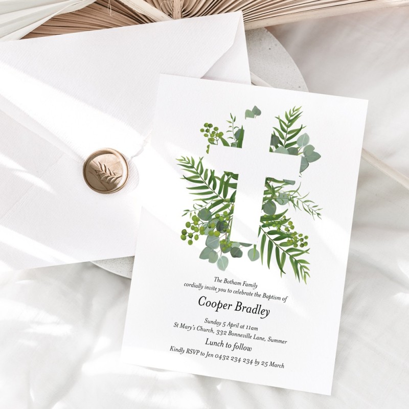 Native Cross Baptism Invitations