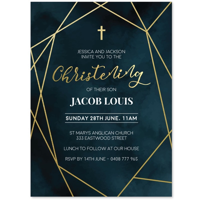 Mod Shapes Christening Invitation