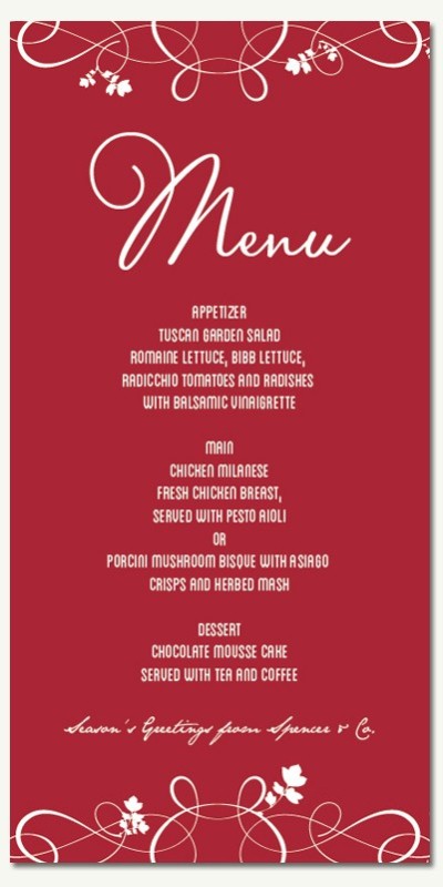 Christmas Spirit Menu