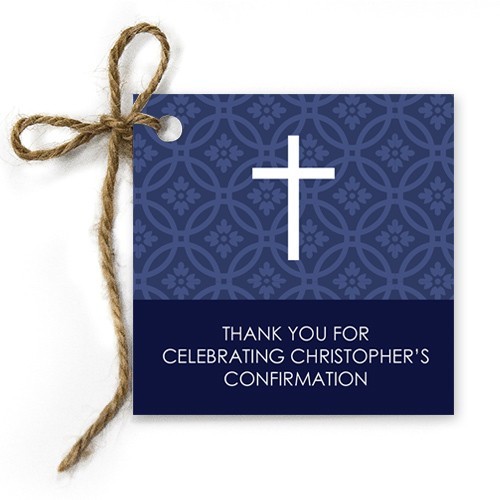 Circle Damask Confirmation Gift Tags