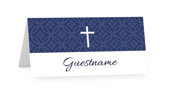 Circle Damask Confirmation Placecards