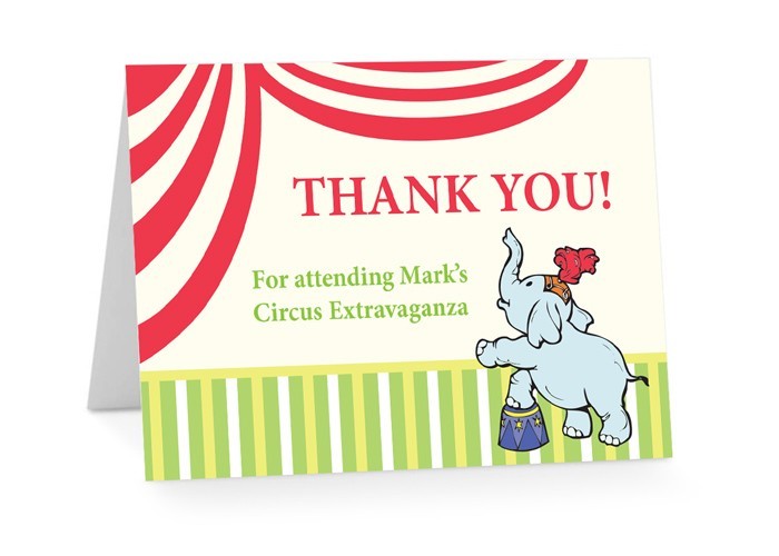Circus Birthday Thank You Cards