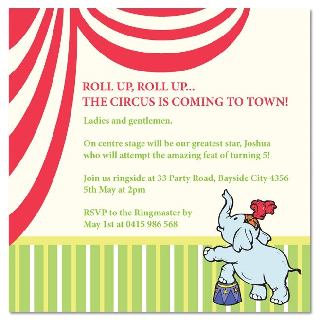 Circus Birthday Invitations