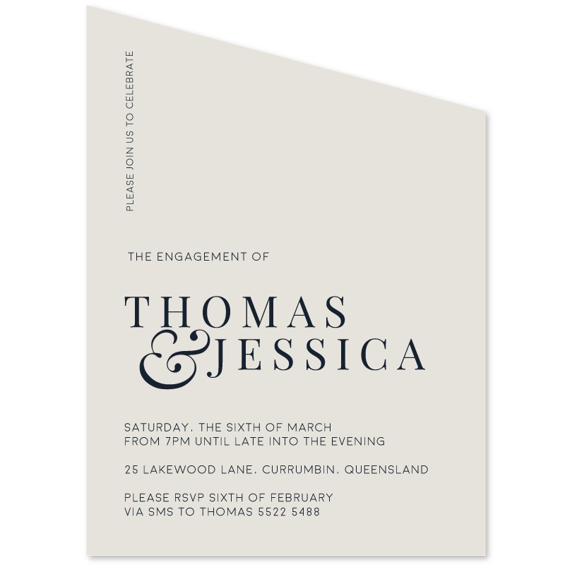 Classic Monogram Angle Cut Engagement Invitations