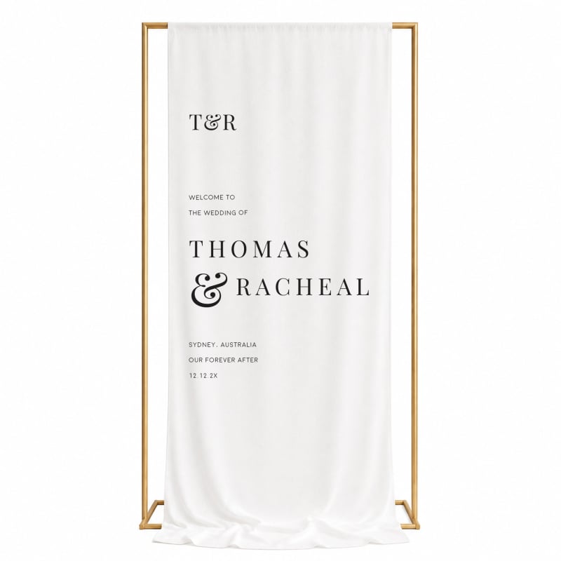 Classic Monogram Fabric Wedding Welcome Sign