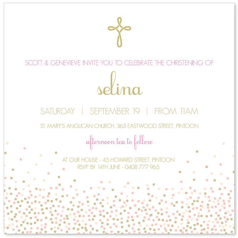 Confetti Storm Christening Invitation