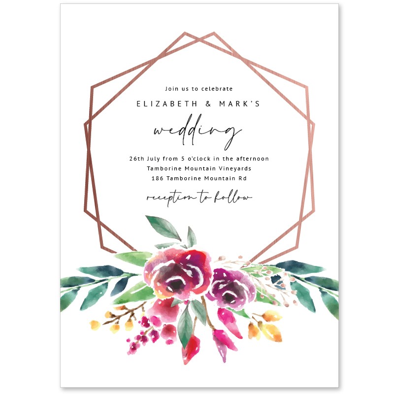 Copper Hexagon Wedding Invitations