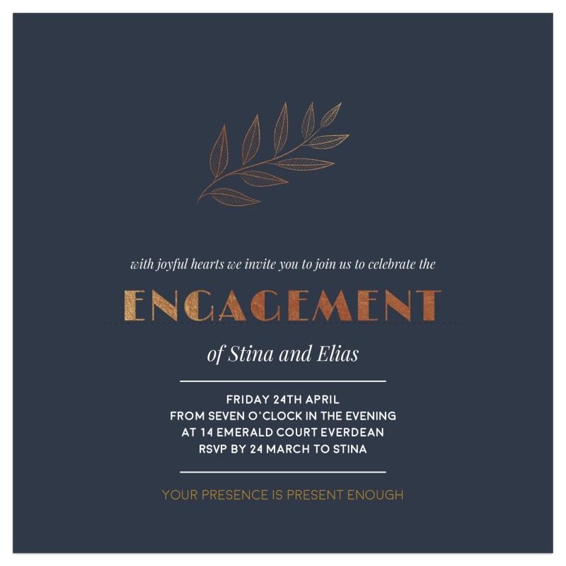Copper Glow Engagement Invitations