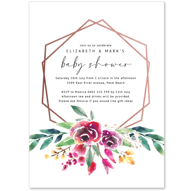 Copper Hexagon Baby Shower Invitations