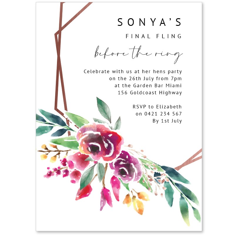 Copper Hexagon Hens Invitations