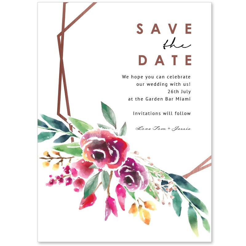 Copper Hexagon Save the Date Card