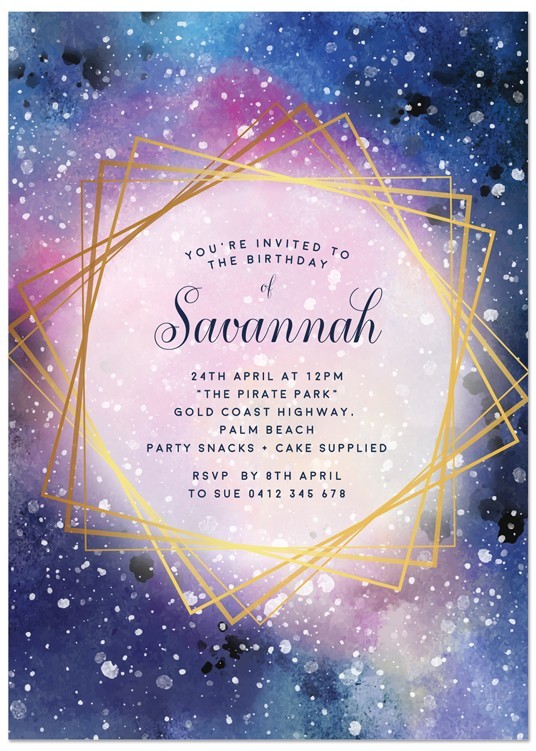 Cosmos Birthday Invitations