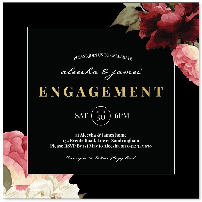 Crimson Engagement Invitations