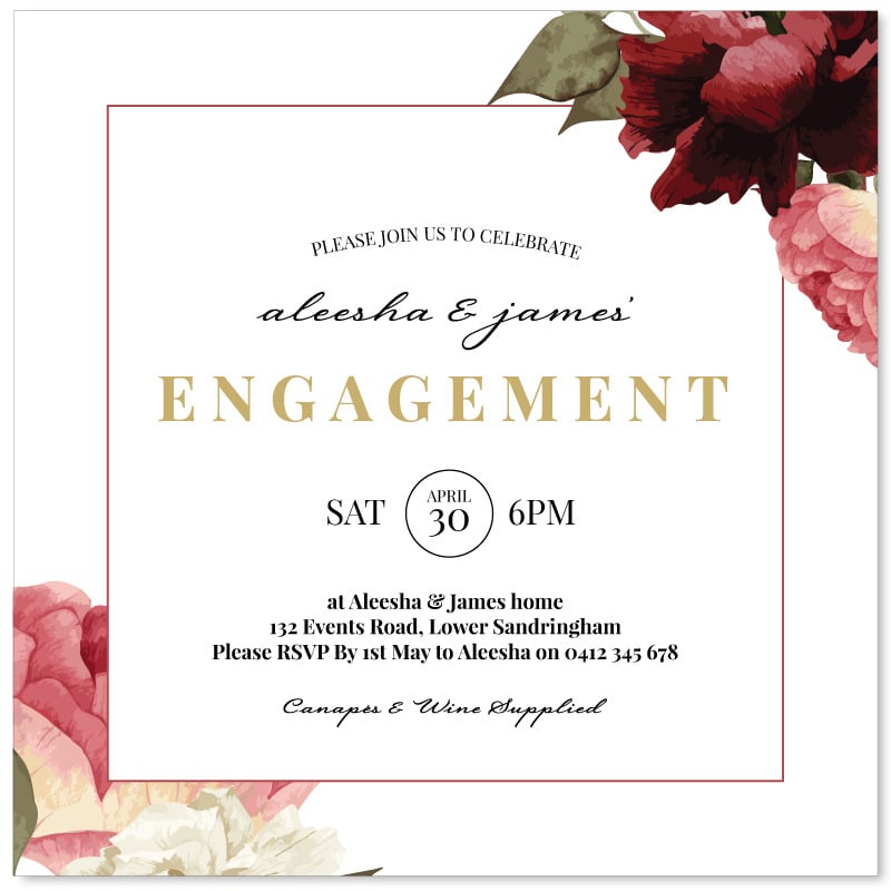 Crimson Engagement Invitations