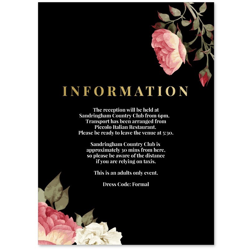 Crimson Wedding Information Card 