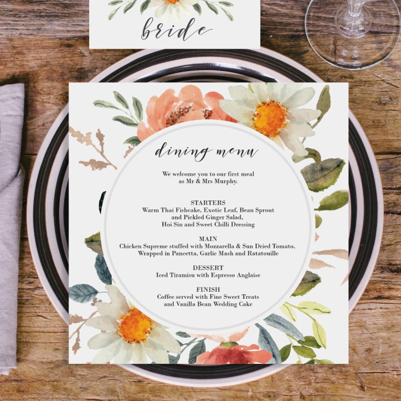Delicate Daisy Wedding Menu