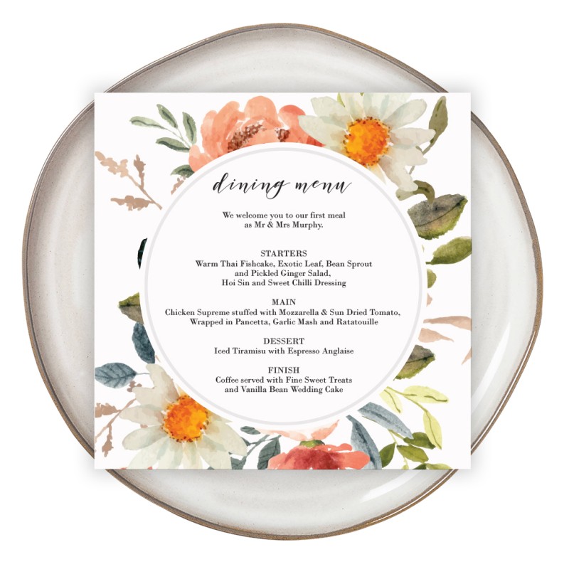 Delicate Daisy Wedding Menu