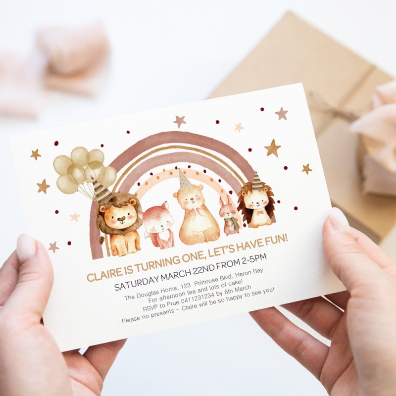 Sweet Boho Rainbow Birthday Invitations