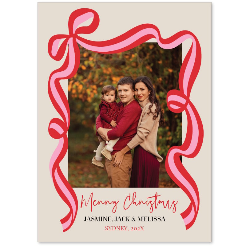 Ribbon Photo Christmas Card