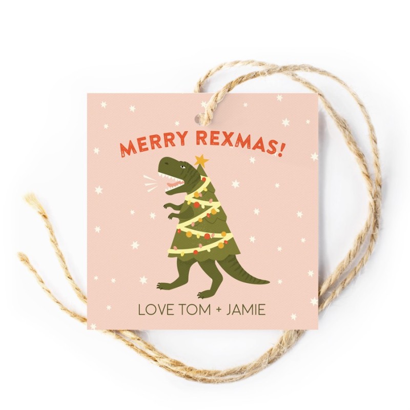 Tree Rex Dinosaur Christmas Gift Tags