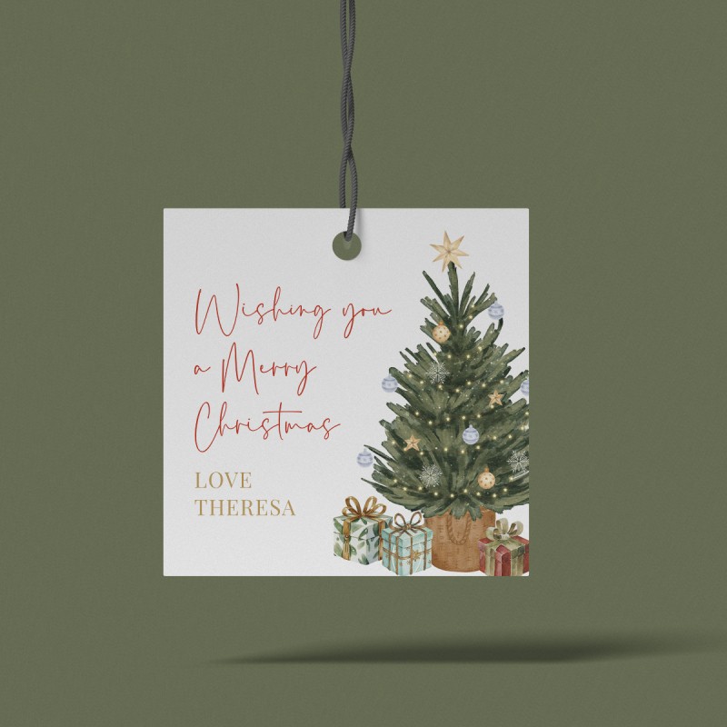 Watercolor Tree Christmas Gift Tags
