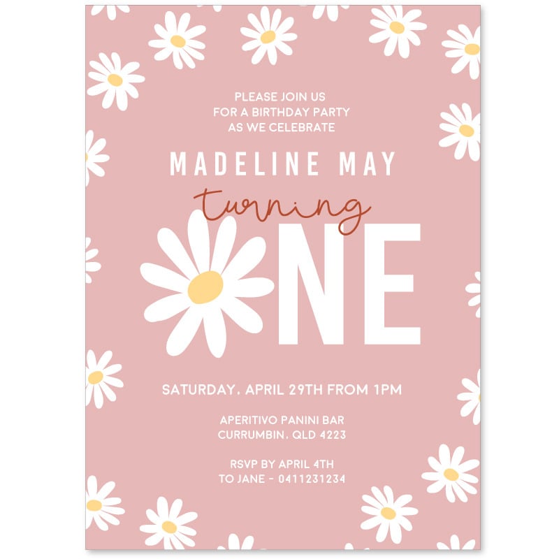 Daisy First Birthday Invitations