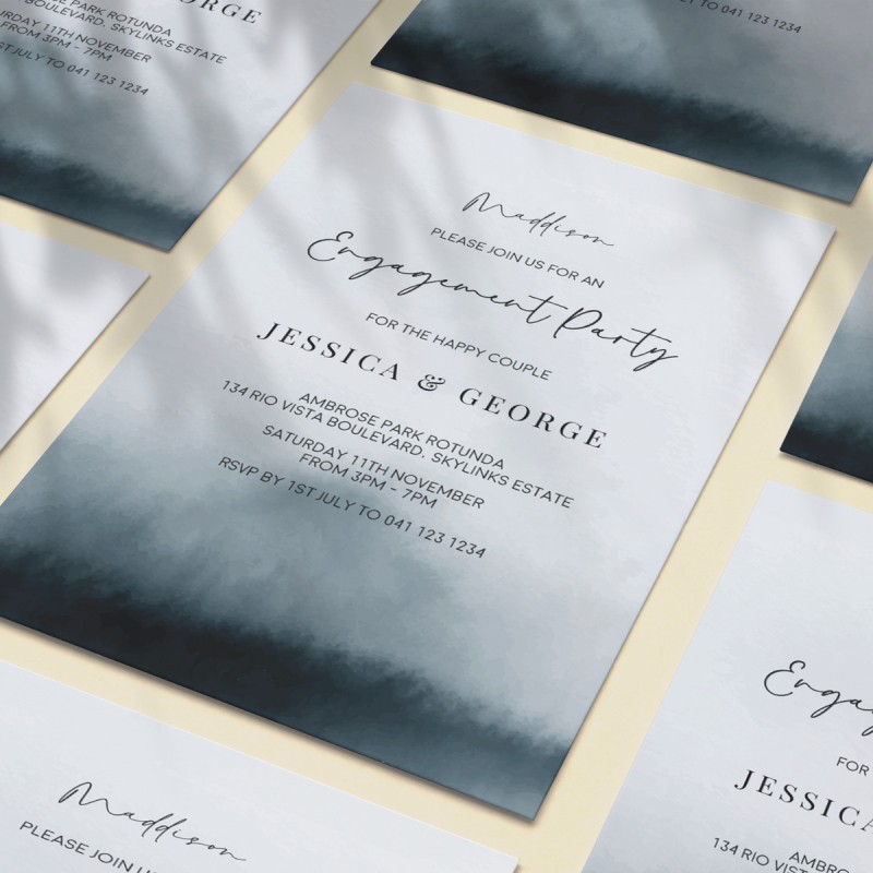 Belle Blue Engagement Invitations