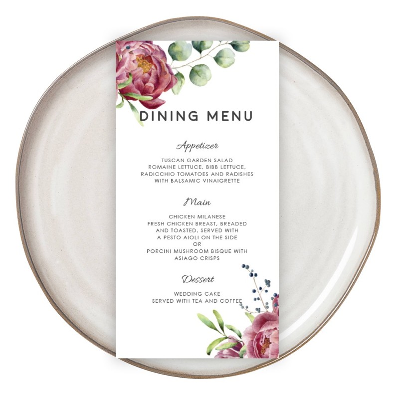 Darling Wedding Menu