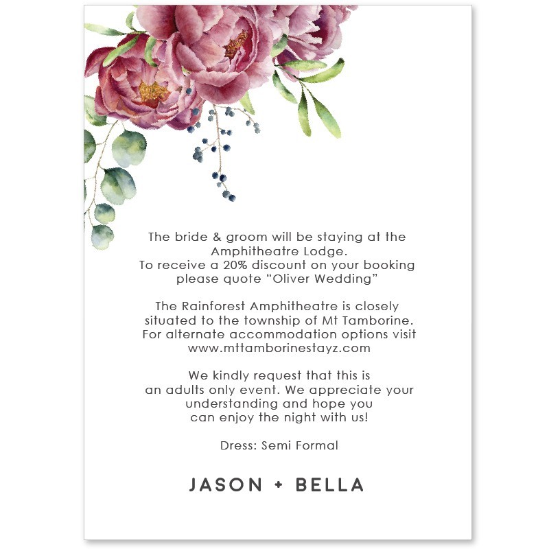 Darling Wedding Information Card