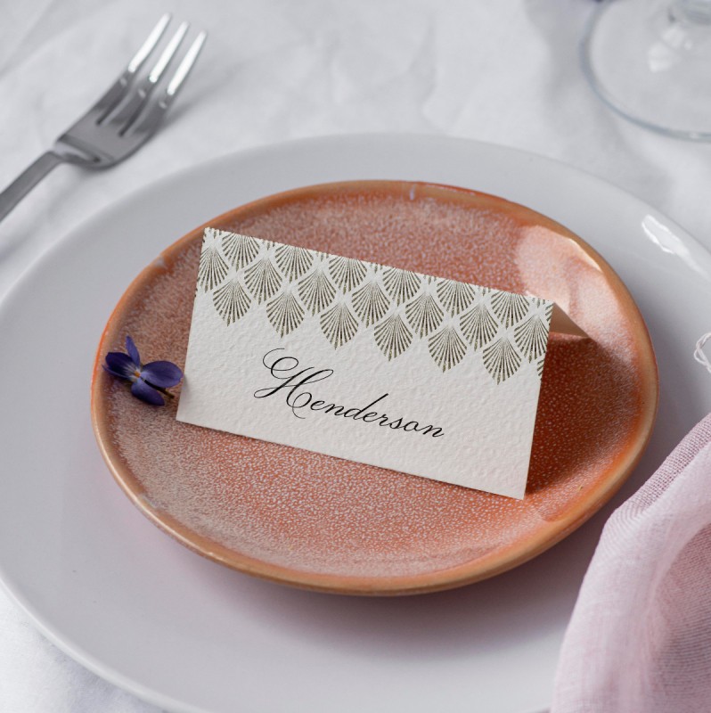 Deco Fans Wedding Place Card