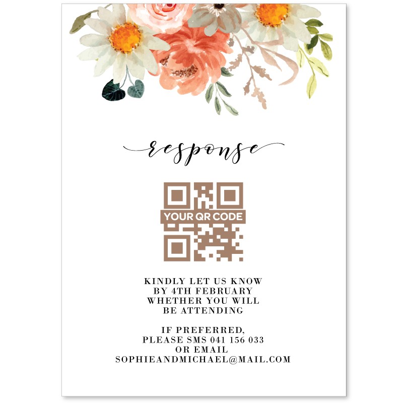 Delicate Daisy Wedding QR Reply Card